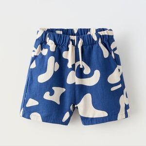 NWOT Zara Kids Printed Bermuda Shorts Blue/Cream - Size 2 Years (2T)